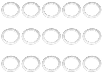 X AUTOHAUX Motoröl-Dichtungsscheiben 15 Stück Aluminium Für Ölwechsel | Aluminium, Silber, 14 X 20 X 1,5 Mm, Für Ölwechsel, Für Ölfilterwechsel