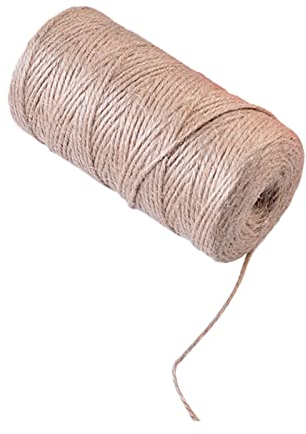 Tbkoly Natürliche Jute-Schnur, 100 m, natürliches Jute-Hanfseil, Heimdekoration, Retro-Stil, DIY-Bastelschnur, dekoratives Seil, 2 mm, 3-lagig, handgefertigt, Gartenarbeit