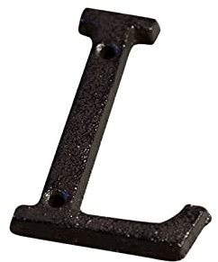 Números Placa Casa Hierro Fundido 3D 0-9 Letras A-Z Decoración Pared Negra Puerta 8 cm Letrero Metal con Tornillos para Dirección Exterior Buzón Interior Hotel Dormitorio Café Patio Calle (L)