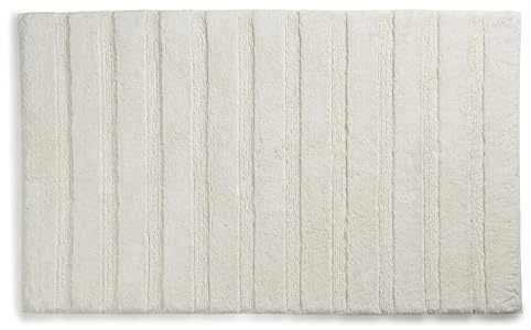 kela Badematte rutschfest 50 x 80 x 1,6 cm MEGAN, Badezimmerteppich weiß, waschbar, recycelte Baumwolle, Badvorleger in Hoch-/Tief-Design