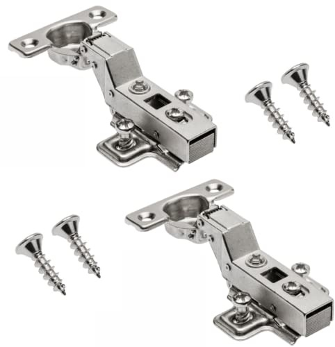 GTV - 2 x mini-charnières avec amortissement, diamètre de pot 26 mm - Charnière butée intérieure - Plaque de montage H=0 avec vis Euro - Fermeture silencieuse - Chaînette clipsable