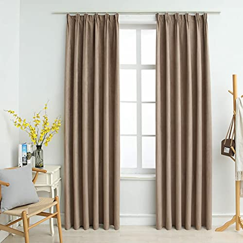Homgoday Verdunkelungsvorhänge mit Haken, 2 Stück, Taupe, 140 x 175 cm, Verdunkelungsrollo, Vorhang für Tageslicht, Innenrollo, Verdunkelungsvorhänge, für Innenräume und Schlafzimmer
