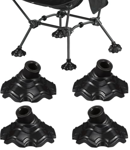UKCOCO 8 Stück Campingstuhl Füße Ersatz (Ø 15mm Innen) - Anti-Rutsch Stuhlkappen gegen Einsinken - Robuster Kugelform Fußschutz für Moon Chair, Faltstuhl & Outdoor Möbel (Schwarz)