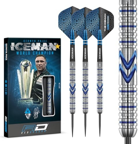 RED DRAGON Gerwyn Price Iceman Midnight Edition Premium Wolfram Dart Set mit Flüge und Schäften