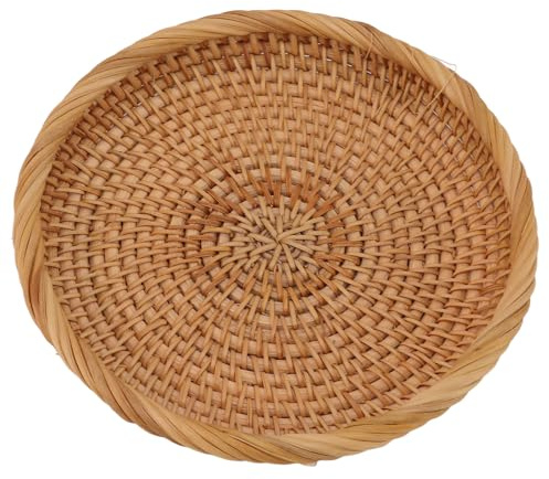 Corbeille à fruits en rotin, plateau à fruits en rotin robuste, unique et élégant pour la maison (L)