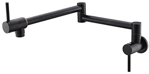 HomeLava Faltbar Wasserhahn Küche Wandmontage Kaltwasserhahn Spültischarmatur Kaltwasser Zweigriff Armatur Wandarmatur 360° Schwenkbar Topffüller Küchenarmatur Messing, ORB