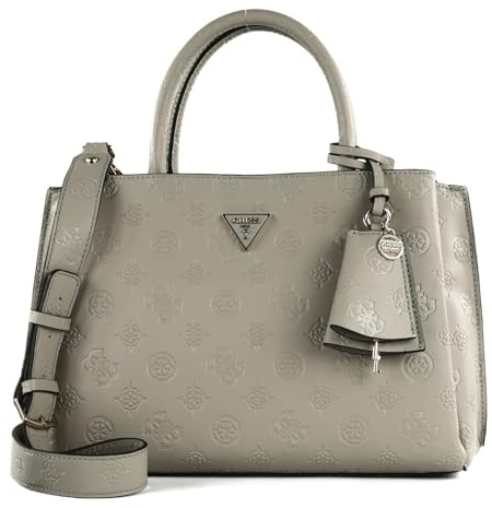 GUESS Jena Elite Luxury Satchel Taupe Logo