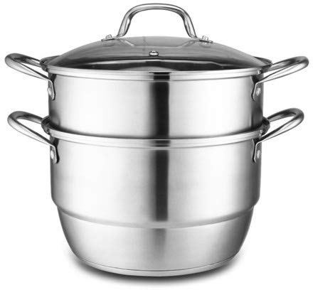 ANSNOW Double Boiler Fish Cooking Pot Stainless Steel 2Layer Doublelayer Steamer Thickened Steaming Cage Home Soup Pot/a