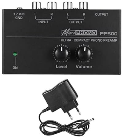 Niejgay Préamplificateur Phono Ultra-Compact PP500 Préamplificateur Préamplificateur Phono avec Contrôle du Volume de Niveau Prise UE