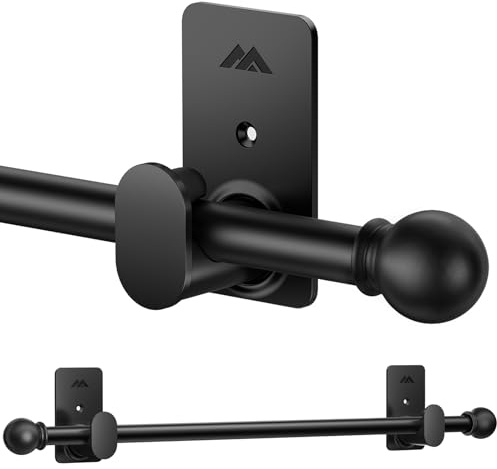 ZNONOX Curtain Rods No Drilling for Windows 30 to 90 Inches,5/8 Inch Diameter No Drill Curtain Rod Set with 3M Adhesive Brackets, Black