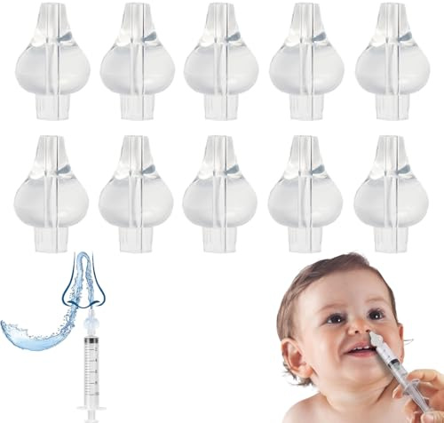 10 Stück Spitze der Baby Nasendusche, Wiederverwendbare Nasenreiniger, Ersatz von Silikon Spitze Geeignet für alle Arten von Standard-Nasenspritzen