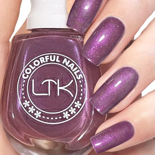 Dark Purple Nail Polish, Glitter Nail Polish, Glitter Nail Varnish, Pearl Quick Dry Nail polish No UV Lamp Curing, Long Lasting, Chip Resistant, Non-Toxic, Salon Manicure & At Home Manicure (30#)