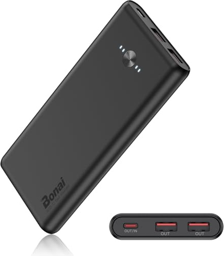 BONAI Lightweight Power Bank 10000mAh 20W Fast Charging Portable Charger USB C Input & Output Mobile Phone Portable Power Banks for iPhone, Samsung, Android Phone