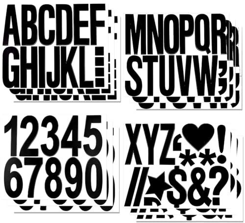 MAEXUS 12 Blatt Buchstaben Zahlen Aufkleber,Selbstklebende alphanumerische Aufkleber,wasserfester Vinylaufkleber,A~Z-Buchstabenaufkleber,0~9 Zahlenaufkleber,für Poster,DIY-Karten,Briefkästen verwendet