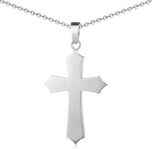 Materia Kreuz Anhänger Silber 925 - Damen Herren Kette mattiert KA-165