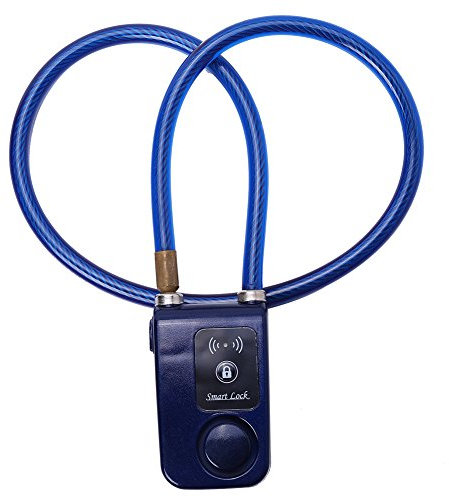 APP-Steuerung Lock Anti-Diebstahl-Alarm Kettenschloss mit 105 DB Alarm für Fahrräder Kupfer für Fahrräder Motorräder (BLUE)