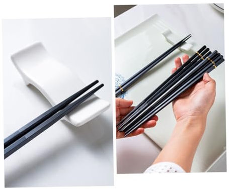 Ciieeo 5paires Baguettes Pointues Noires Résistant Corrosion Pour Service Alimentaire à Domicile Et Restaurant Vaisselle Pratique Anti-brûlure