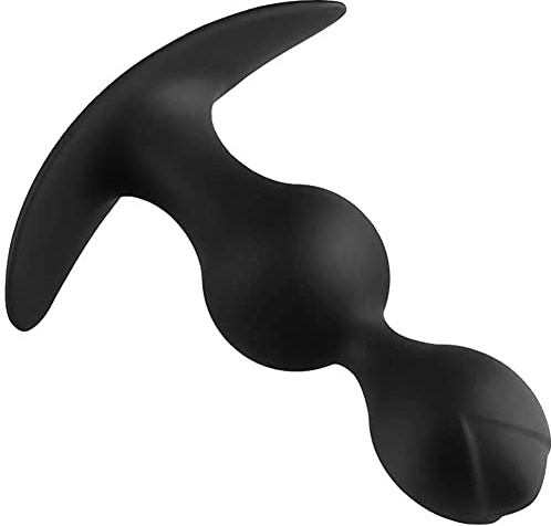 Plug anale in silicone con sfera interna di perline in acciaio per vibrazione anale, plug anale giocattoli erotici sexy per uomini e donne (due perline)