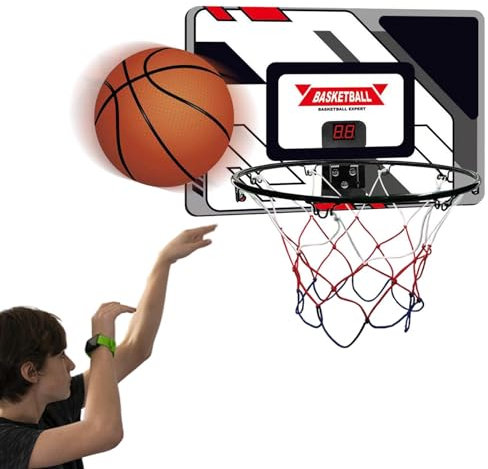 Panier de Basket pour, Panier de Basket au-Dessus de la Porte,Panier de Basket avec Tableau d'affichage électronique | Décor de Chambre de garçons, Ensemble de Jeu de Sport de Balle, Accessoires de S