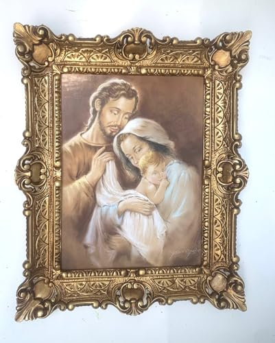 Gerahmte Gemälde SACRA FAMIGLIA Jesus Joseph Maria Bild Kunstdruckbild Jesus Geburt Christus religiöse Bilder 56x46 Heiligenbilder christliche Bilder Wanddeko Wandbild Wohnzimmerbild von Carlo Parisi