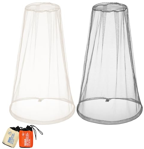 Namalu 2 Masque Anti Tête de Moustique pour Randonnée, Beige, Gris Clair | Avec 2 Sac de Transport, Filet Anti-Insectes Visage, Pour Camping et Randonnée en Plein Air