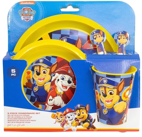 SET EASY 5 PCS (PLATO, CUENCO, VASO Y CUBIERTOS) EN CAJA PAW PATROL BOY RESCUE PUPS