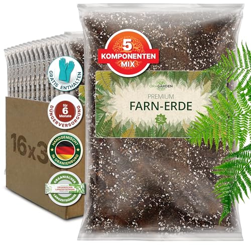 ORAGARDEN Farn Erde für Zimmerpflanzen und Garten - 48L Farn Substrat für Pflanzen, Palmen, Blumen - 5 Komponenten Blumenerde