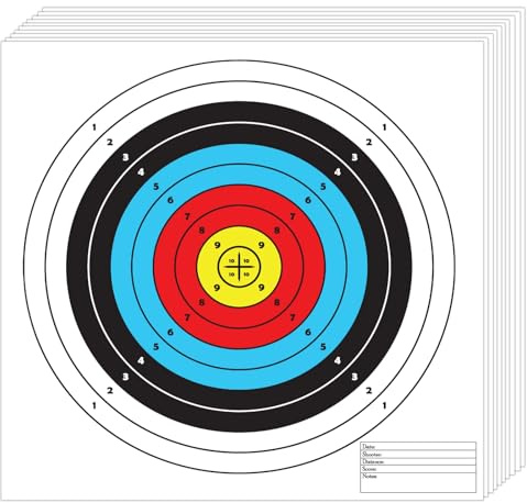 Zielscheiben Bogenschießen Erwachsene 50 Blatt 40x40cm Luftgewehr Zielscheibe 10 Ring Bullseye für Bogenschießen & Schießsport Offset-Papier (80g/m²)
