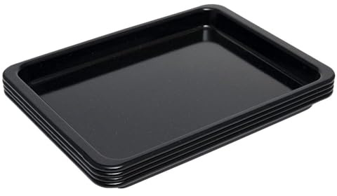 ProCook Enamel Baking Tray Set - 4 Piece, Black Carbon Steel Non Stick Oven Tin Pans, 31 x 23 x 2.5cm - Scratch Resistant Bakeware