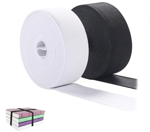 Yeenano Gummiband Nähen,2 Stück 10 Meter Hosengummi 3cm Breit,Gummibänder zum Nähen,Elastisches Band,Breites Gummiband,Robuste Rolle Elastisches Band,für Hosengummi DIY Handwerk Stoffe
