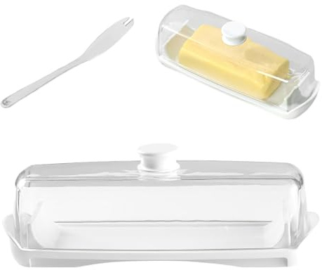 Contenedor de mantequilla ABS sin BPA, soporte para mantequilla, plato de mantequilla con tapa para encimera (grande)