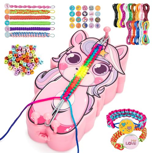 Freundschaftsarmbänder Selber Machen, Armbänder Selber Machen Kinder-Bastelsets, DIY Schmuckbastelsets Handwerk für Mädchen im Alter von 6-12, Geburtstagsgeschenk Weihnachten für Mädchen (Rosa)