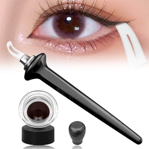 DIFLAX Tragbares Hilfsmittel für Eyeliner, einfach zu bedienen, wiederverwendbarer Make-up-Pinsel aus Silikon für Anfänger, Braun