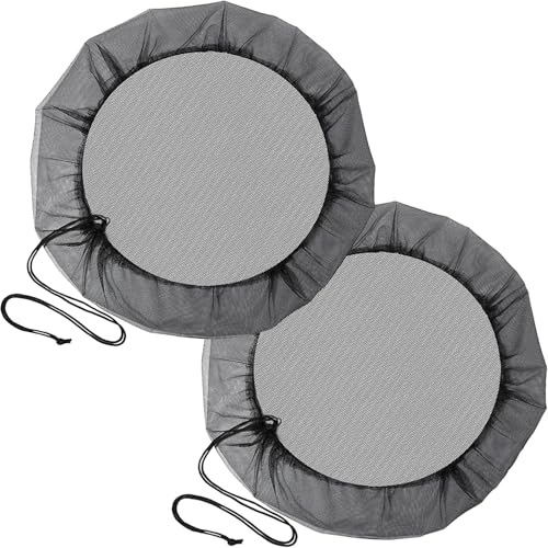 YUNYU 2 reti antipioggia per barili d'acqua – Copertura regolabile con coulisse con vestibilità sicura, resistente zanzariera per giardino ed esterno, adatta per pioggia di 60 cm di diametro, ma
