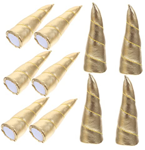 Handgefertigtes Selbstgemacht Haarhorn Gold , 10 Stück aus Stoff | Halloween Mottoparty, Hornzubehör zum Selbermachen für Hörner Kopfschmuck, Einhornhörner und Kleine Hörner für Einhörner