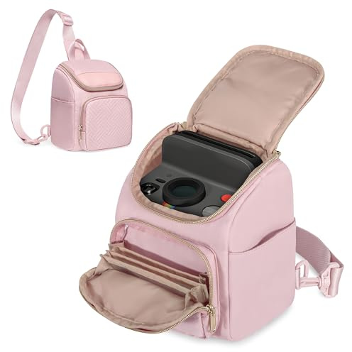 Prokva Sac Bandoulière pour Polaroid, Sac pour Appareil Photo, Rose | Compatible avec les Séries Polaroid Now I-Type, Now+ I-Type, OneStep+, OneStep 2 VF, Flip et Go