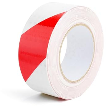 VQBKHO Cinta Reflectante Roja Y Blanca De 5 Cm X 25 M, Cinta Reflectante Autoadhesiva, Adhesivo De Advertencia Reflectante, Resistente Al Agua, Adhesivo De Alta Intensidad
