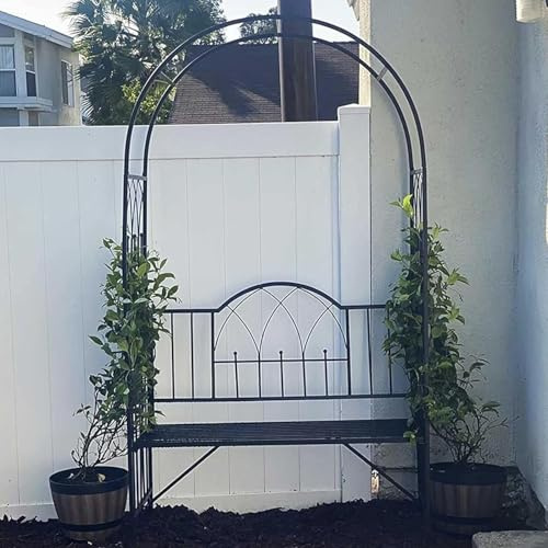 Arche de jardin avec banc – 210,8 x 114,3 x 52,1 cm – Pergola d'extérieur treillis pour plantes grimpantes, tonnelle de mariage intérieur/extérieur, décoration de jardin élégante.