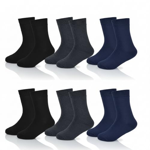 ITRAT 6 Pairs Kids Thermal Socks Ultimate Winter Warmth Thick Cushion Boot Socks for Boys Girls Cosy Warm Socks Ideal for Cold Weather Size 4-16 Years (4-6, B/N/G)