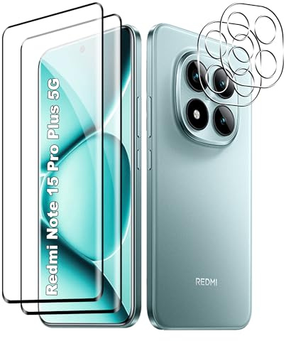Tieeyivv Protector de Pantalla para Xiaomi Redmi Note 15 Pro Plus 5G/Redmi Note 15 Pro + 5G/Poco M8 Pro 5G Cristal Templado+ Protector de Lente de Cámara, Cobertura Total HD Film Cristal Templado