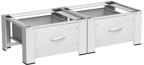 Eikuavons 2 bases para lavadora con cajón, 63 x 54 x 32 cm, pedestales de acero reforzado de hasta 150 kg, base universal y elevador para lavadora/secadora