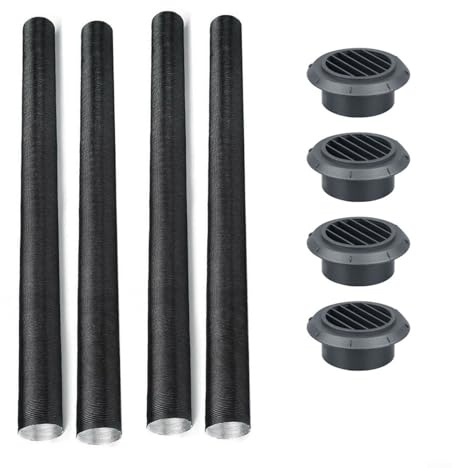 EXTRWORY 16Pcs Diesel Heater Ducting Kit 42Mm Flexible Aluminum Foil Pipe With 4 Mushroom Heads And 8 Hose Clamps