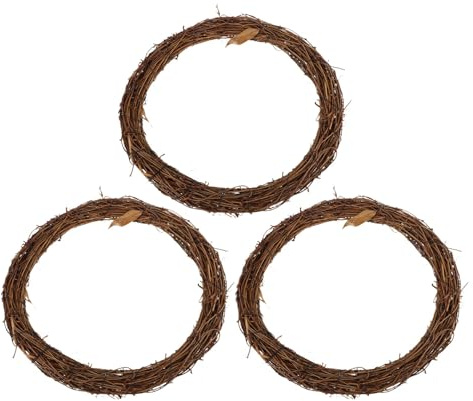 Veemoon 3 Pièces Couronnes de Vigne Naturelle en Rotin 29 X 19 CM Base Ovale Rustique pour DIY Couronne de Noël Décoration Mariage et Loisirs Créatifs Matériel Naturel pour Guirlande