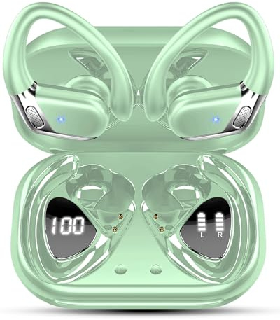 2026 Cuffie Bluetooth 5.4 Sport, Auricolari Bluetooth con 6D Bass Stereo, 50 Ore Cuffie In Ear Cancellazione Rumore ENC e 4 HD Mics, IP7 Impermeabile Cuffie Senza Fili, HiFi Cuffiette LED Display