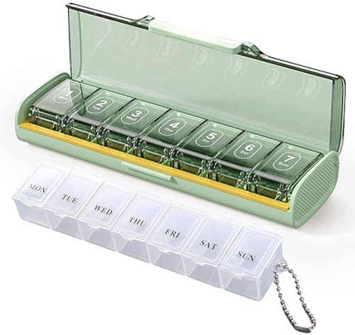 COACOM 2 Cajas De Pastillas De Siete Días, Divididas Individualmente En Compartimentos, Selladas Y A Prueba De Humedad, Mini Caja Portátil De Almacenamiento De Pastillas De Viaje.