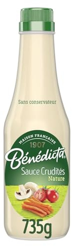 BENEDICTA - Sauce Crudités Nature - Sans Conservateur ni Colorant ni Arôme · Œufs de Poules Élevées en Plein Air · Créations Gourmandes Élaborées à Seclin - Le Flacon de 735g - Le Lot De 3