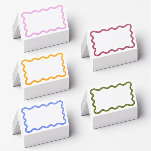 RAHHLIZS 50 Stück Tischkarten Platzkarten Hochzeit oder Taufe 9 x 5cm Tischdekoration Namenskarten für Hochzeit Geburtstag Kommunion Taufe Festival Party Food Labels