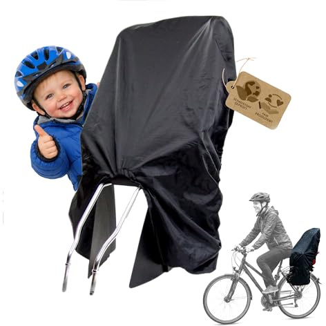 Regenschutz, Regenhaube für Kinderfahrradsitz, schwarz | kompatibel mit Römer Jockey, wasserabweisend & robust, leicht montierbar, wetterfestes Regenverdeck