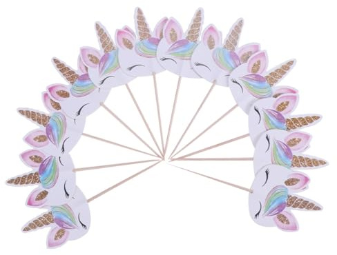 TOYMYTOY Einhorn Cupcake Topper Set, Doppelseitige Tortendekoration für Kindergeburtstag Babyparty Magische Kuchenstecker für Muffins Gebäck Obst Regenbogen Party Zubehör Backdeko
