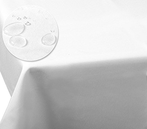 Laneetal Tischdecke Leinendecke Leinenoptik Wasserabweisend Lotuseffekt Tischtuch Fleckschutz pflegeleicht abwaschbar schmutzabweisend Eckig 130x220 cm Weiß